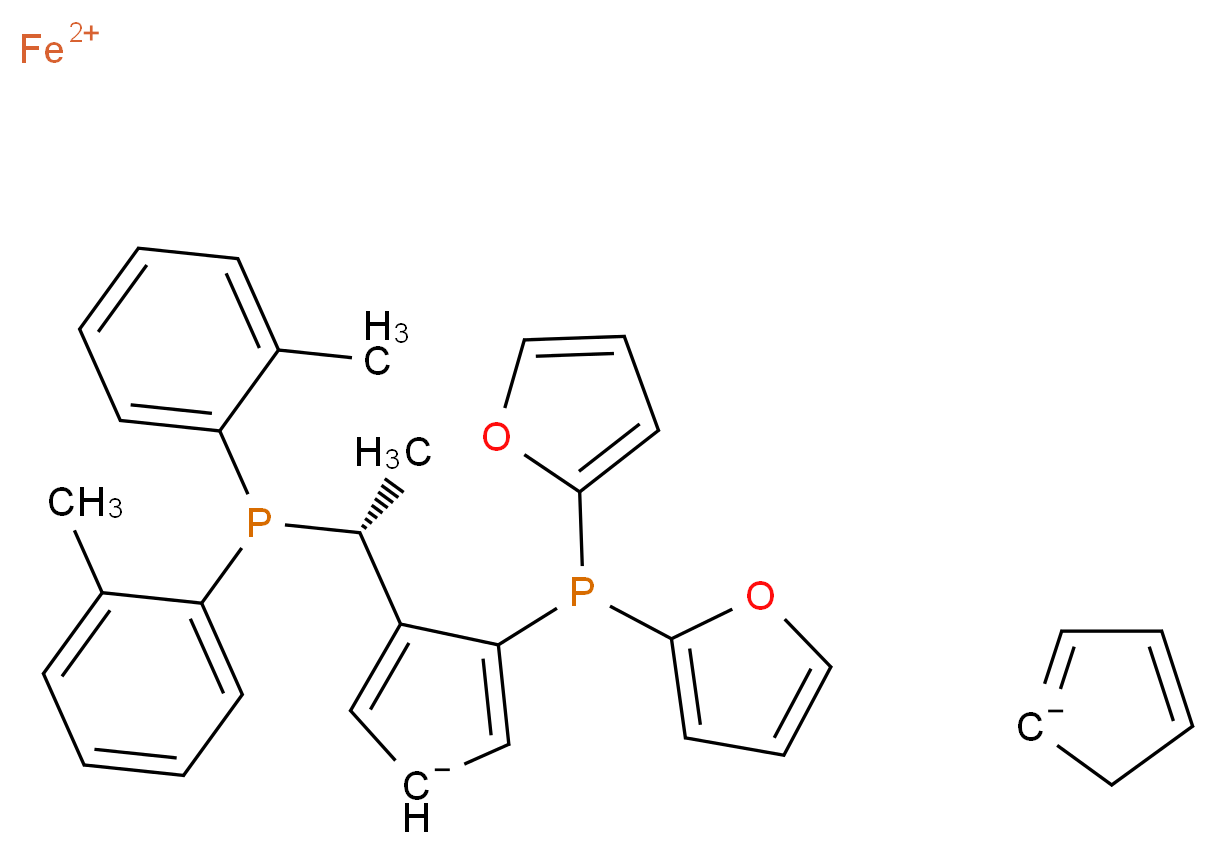 (R)-1-{(SP)-2-[二(2-呋喃基)膦基]二茂铁基}乙基双(2-甲苯基)膦_分子结构_CAS_849924-73-8)