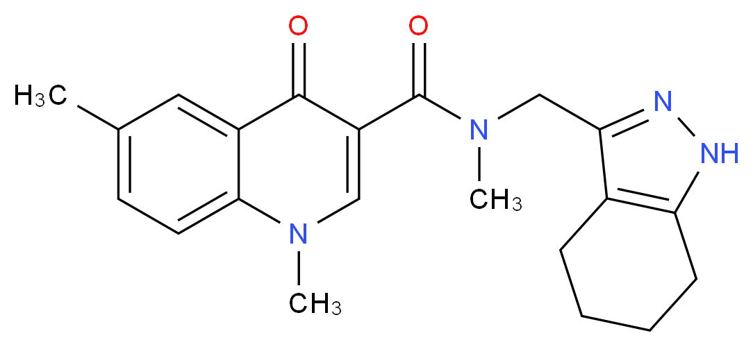 N,1,6-trimethyl-4-oxo-N-(4,5,6,7-tetrahydro-1H-indazol-3-ylmethyl)-1,4-dihydroquinoline-3-carboxamide_分子结构_CAS_)