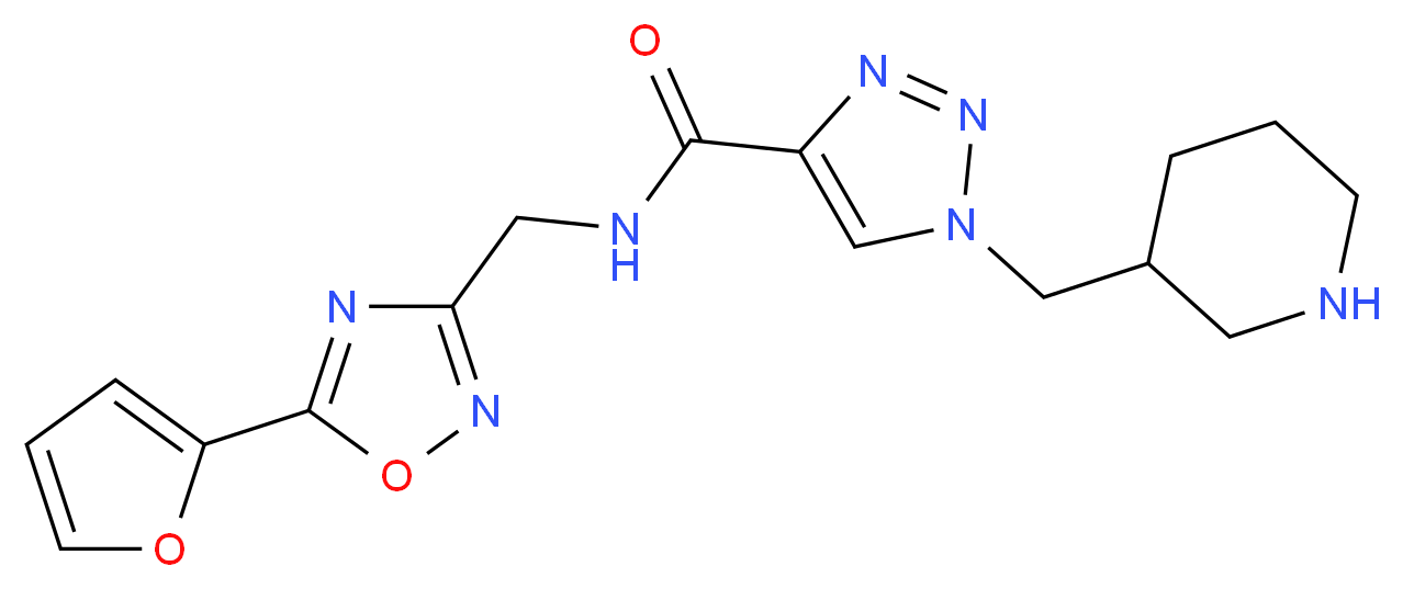 N-{[5-(2-furyl)-1,2,4-oxadiazol-3-yl]methyl}-1-(piperidin-3-ylmethyl)-1H-1,2,3-triazole-4-carboxamide_分子结构_CAS_)