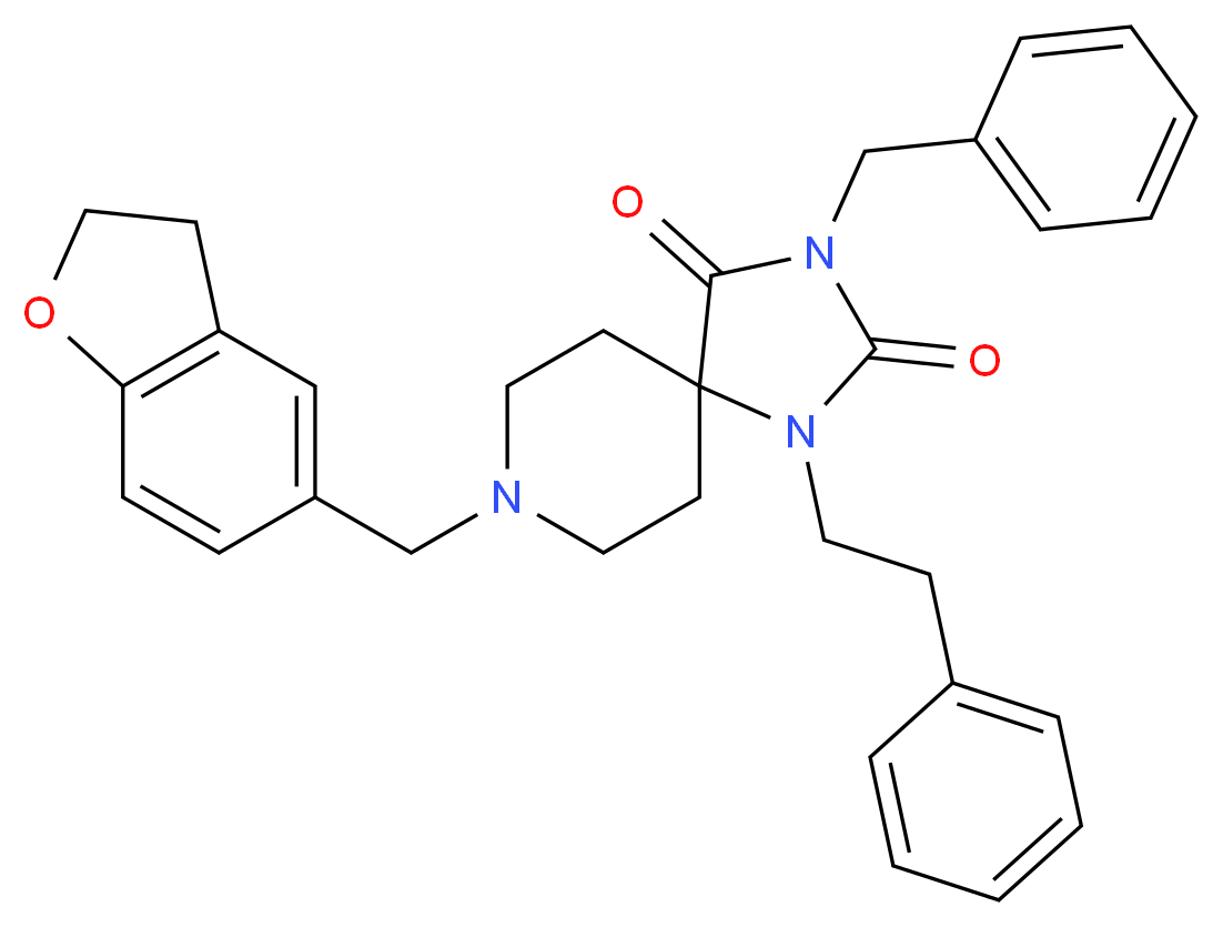 3-benzyl-8-(2,3-dihydro-1-benzofuran-5-ylmethyl)-1-(2-phenylethyl)-1,3,8-triazaspiro[4.5]decane-2,4-dione_分子结构_CAS_)