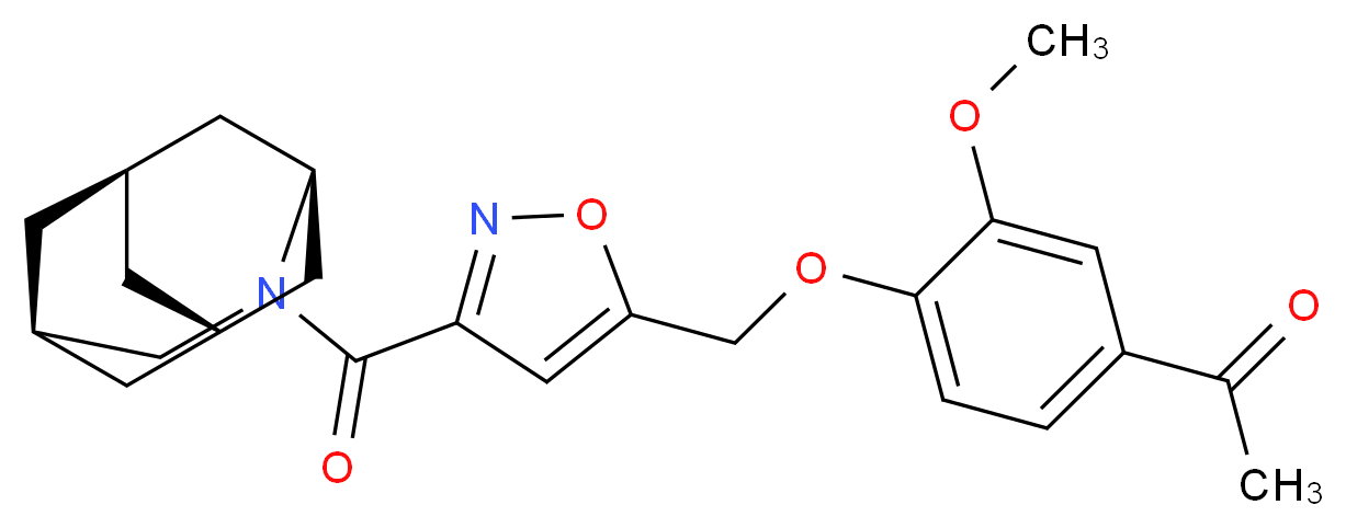 1-[4-({3-[(1R*,3s,6r,8S*)-4-azatricyclo[4.3.1.1~3,8~]undec-4-ylcarbonyl]isoxazol-5-yl}methoxy)-3-methoxyphenyl]ethanone_分子结构_CAS_)