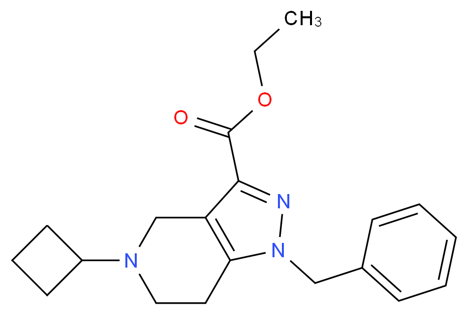 ethyl 1-benzyl-5-cyclobutyl-4,5,6,7-tetrahydro-1H-pyrazolo[4,3-c]pyridine-3-carboxylate_分子结构_CAS_)