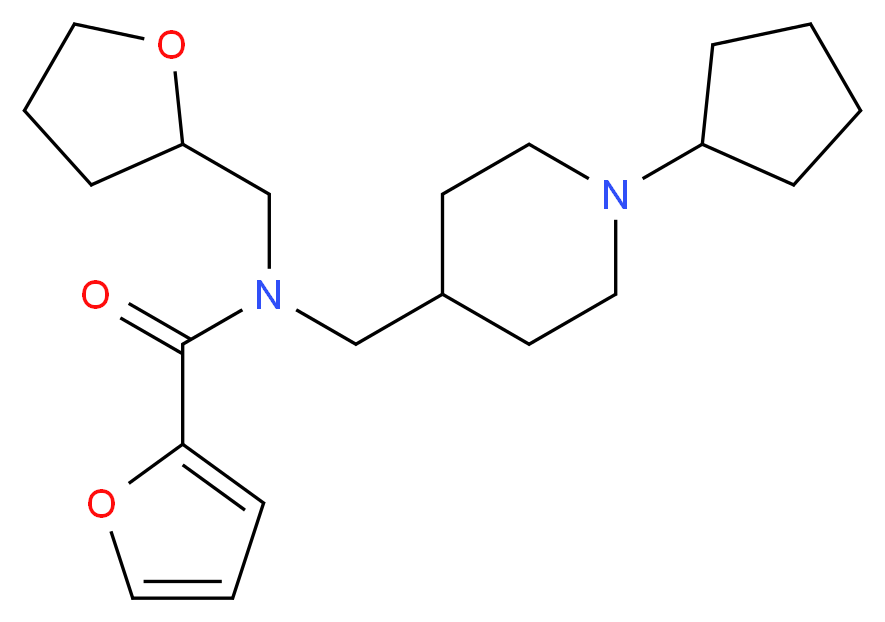 N-[(1-cyclopentyl-4-piperidinyl)methyl]-N-(tetrahydro-2-furanylmethyl)-2-furamide_分子结构_CAS_)
