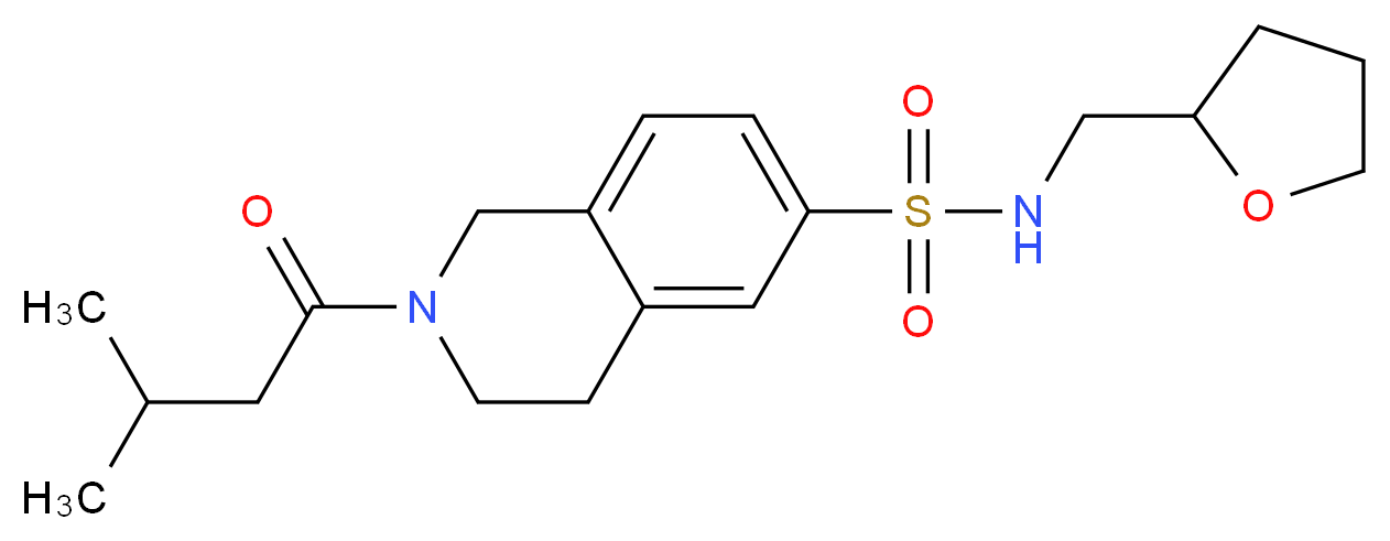 2-(3-methylbutanoyl)-N-(tetrahydrofuran-2-ylmethyl)-1,2,3,4-tetrahydroisoquinoline-6-sulfonamide_分子结构_CAS_)