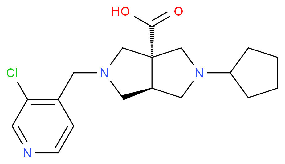 (3aR*,6aR*)-2-[(3-chloropyridin-4-yl)methyl]-5-cyclopentylhexahydropyrrolo[3,4-c]pyrrole-3a(1H)-carboxylic acid_分子结构_CAS_)