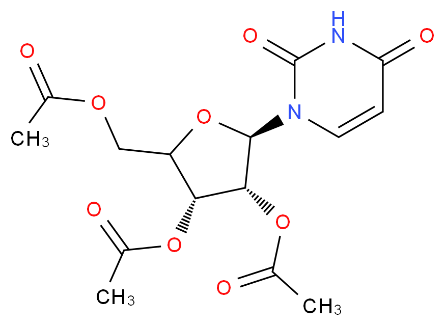 [(3R,4R,5R)-3,4-bis(acetyloxy)-5-(2,4-dioxo-1,2,3,4-tetrahydropyrimidin-1-yl)oxolan-2-yl]methyl acetate_分子结构_CAS_4105-38-8