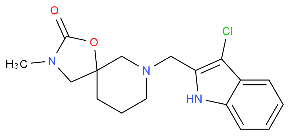 7-[(3-chloro-1H-indol-2-yl)methyl]-3-methyl-1-oxa-3,7-diazaspiro[4.5]decan-2-one_分子结构_CAS_)