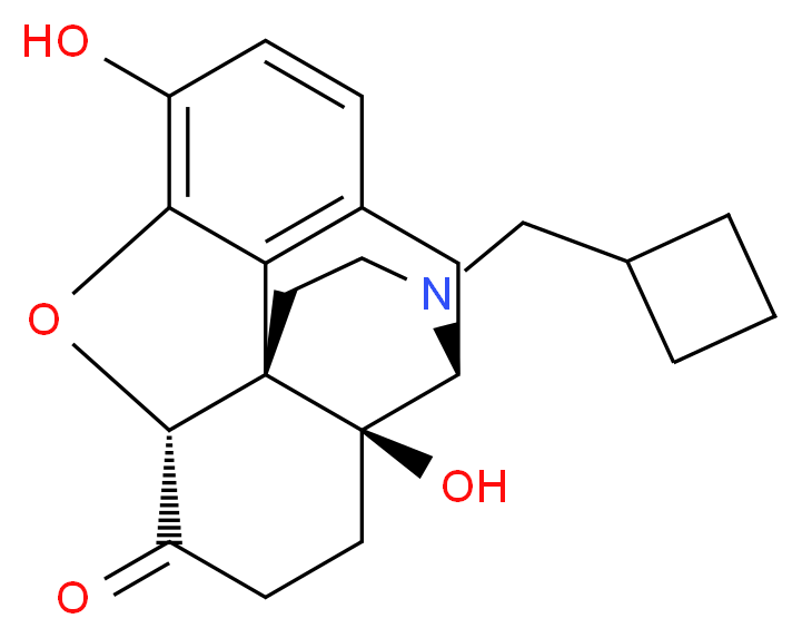 (1S,5R,13R,17S)-4-(cyclobutylmethyl)-10,17-dihydroxy-12-oxa-4-azapentacyclo[9.6.1.0<sup>1</sup>,<sup>1</sup><sup>3</sup>.0<sup>5</sup>,<sup>1</sup><sup>7</sup>.0<sup>7</sup>,<sup>1</sup><sup>8</sup>]octadeca-7(18),8,10-trien-14-one_分子结构_CAS_16676-33-8