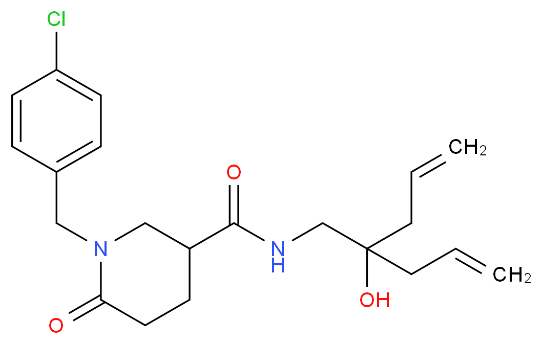 N-(2-allyl-2-hydroxy-4-penten-1-yl)-1-(4-chlorobenzyl)-6-oxo-3-piperidinecarboxamide_分子结构_CAS_)