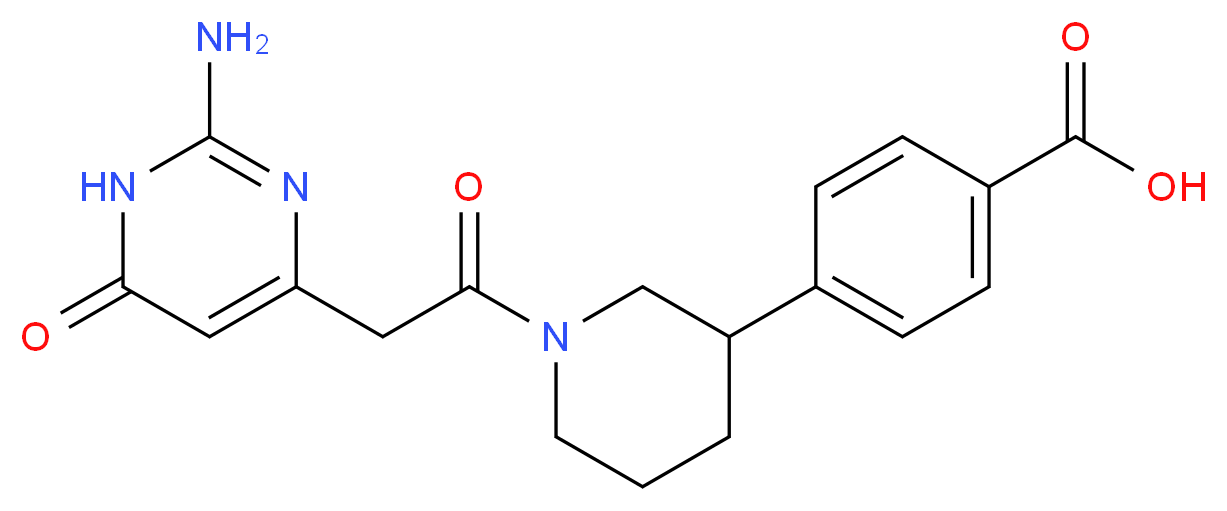 4-{1-[(2-amino-6-oxo-1,6-dihydropyrimidin-4-yl)acetyl]piperidin-3-yl}benzoic acid_分子结构_CAS_)