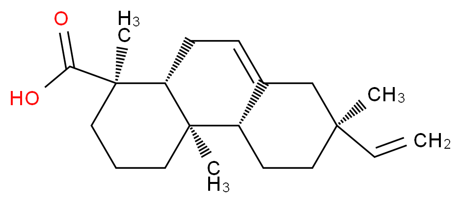 (1R,4aR,4bS,7S,10aR)-7-ethenyl-1,4a,7-trimethyl-1,2,3,4,4a,4b,5,6,7,8,10,10a-dodecahydrophenanthrene-1-carboxylic acid_分子结构_CAS_5835-26-7
