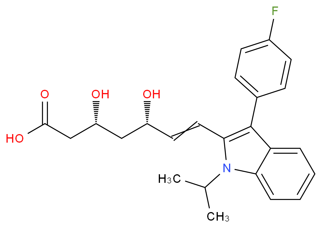 (3R,5S,6E)-7-[3-(4-fluorophenyl)-1-(propan-2-yl)-1H-indol-2-yl]-3,5-dihydroxyhept-6-enoic acid_分子结构_CAS_93957-54-1