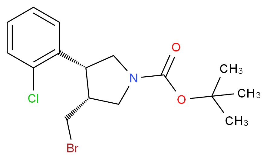 tert-butyl (3R,4R)-3-(bromomethyl)-4-(2-chlorophenyl)pyrrolidine-1-carboxylate_分子结构_CAS_1260596-84-6