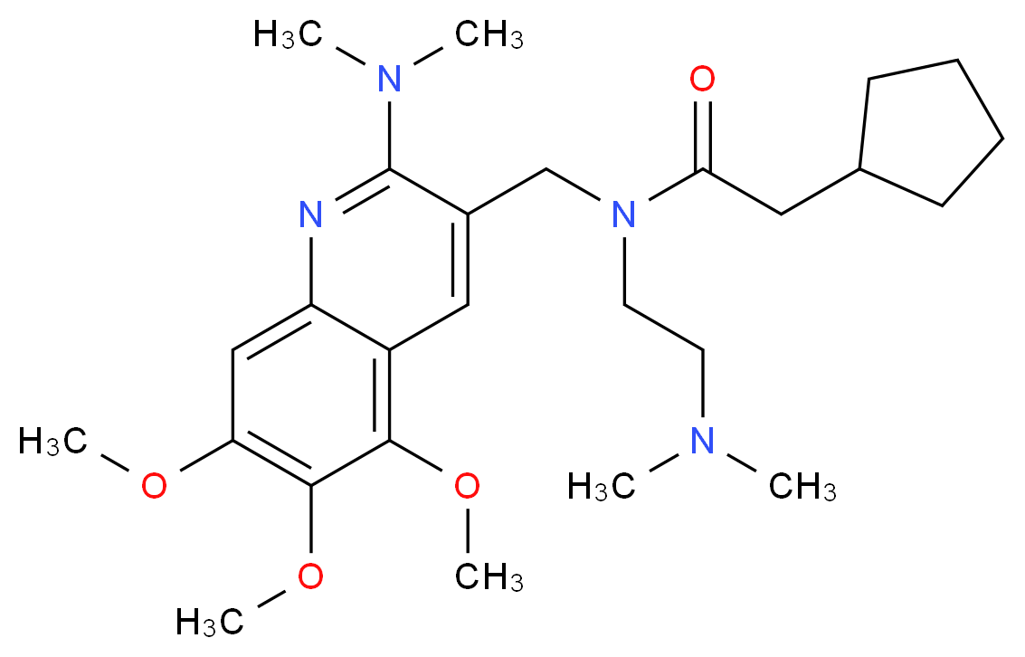 2-cyclopentyl-N-[2-(dimethylamino)ethyl]-N-{[2-(dimethylamino)-5,6,7-trimethoxy-3-quinolinyl]methyl}acetamide_分子结构_CAS_)