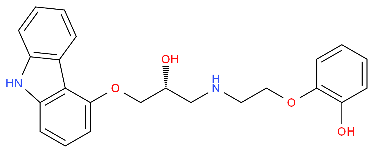 2-(2-{[(2R)-3-(9H-carbazol-4-yloxy)-2-hydroxypropyl]amino}ethoxy)phenol_分子结构_CAS_123372-14-5