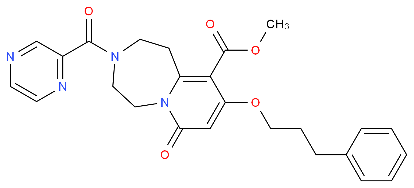 methyl 7-oxo-9-(3-phenylpropoxy)-3-(2-pyrazinylcarbonyl)-1,2,3,4,5,7-hexahydropyrido[1,2-d][1,4]diazepine-10-carboxylate_分子结构_CAS_)