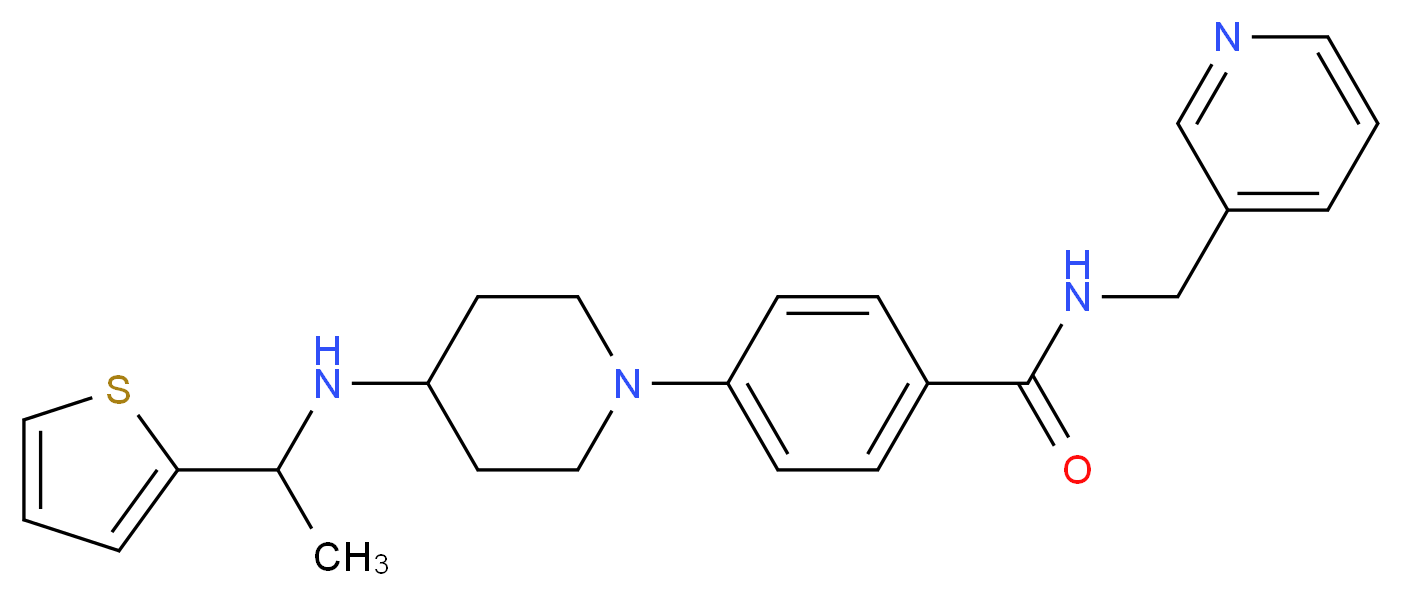 N-(3-pyridinylmethyl)-4-(4-{[1-(2-thienyl)ethyl]amino}-1-piperidinyl)benzamide_分子结构_CAS_)