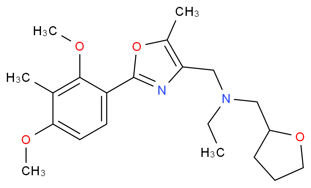 N-{[2-(2,4-dimethoxy-3-methylphenyl)-5-methyl-1,3-oxazol-4-yl]methyl}-N-(tetrahydro-2-furanylmethyl)ethanamine_分子结构_CAS_)