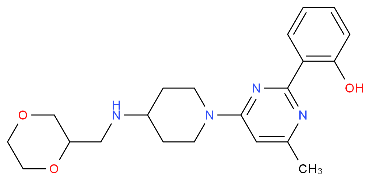 2-(4-{4-[(1,4-dioxan-2-ylmethyl)amino]piperidin-1-yl}-6-methylpyrimidin-2-yl)phenol_分子结构_CAS_)