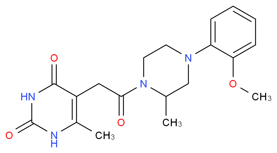 5-{2-[4-(2-methoxyphenyl)-2-methyl-1-piperazinyl]-2-oxoethyl}-6-methyl-2,4(1H,3H)-pyrimidinedione_分子结构_CAS_)