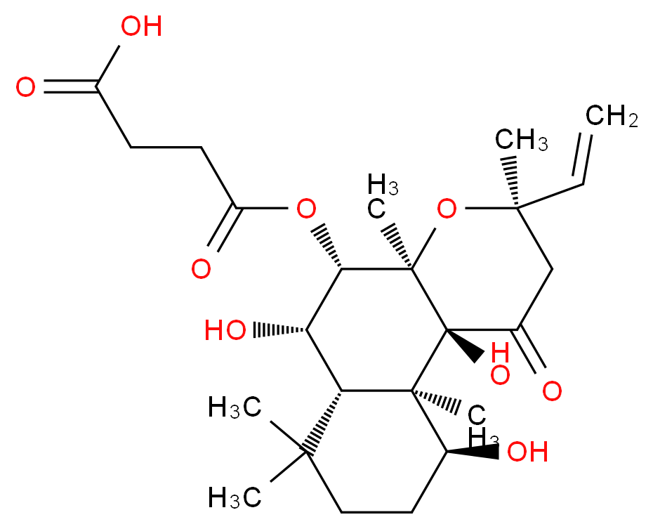 4-{[(3R,4aR,5S,6S,6aS,10S,10aR,10bS)-3-ethenyl-6,10,10b-trihydroxy-3,4a,7,7,10a-pentamethyl-1-oxo-dodecahydro-1H-naphtho[2,1-b]pyran-5-yl]oxy}-4-oxobutanoic acid_分子结构_CAS_83797-56-2