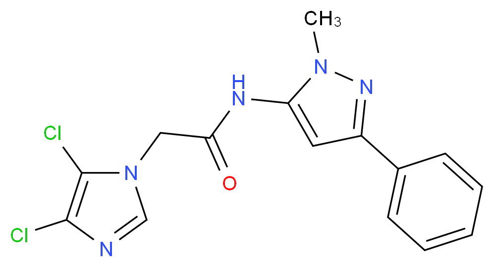 2-(4,5-dichloro-1H-imidazol-1-yl)-N-(1-methyl-3-phenyl-1H-pyrazol-5-yl)acetamide_分子结构_CAS_)