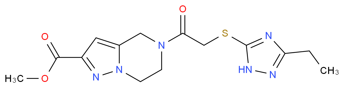 methyl 5-{[(3-ethyl-1H-1,2,4-triazol-5-yl)thio]acetyl}-4,5,6,7-tetrahydropyrazolo[1,5-a]pyrazine-2-carboxylate_分子结构_CAS_)