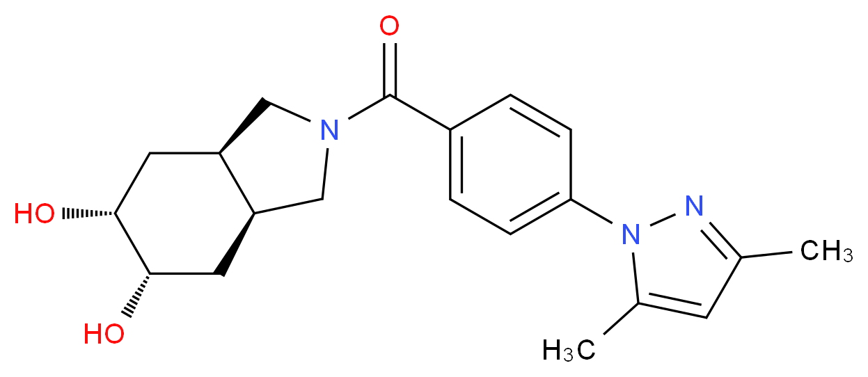 (3aR*,5R*,6S*,7aS*)-2-[4-(3,5-dimethyl-1H-pyrazol-1-yl)benzoyl]octahydro-1H-isoindole-5,6-diol_分子结构_CAS_)