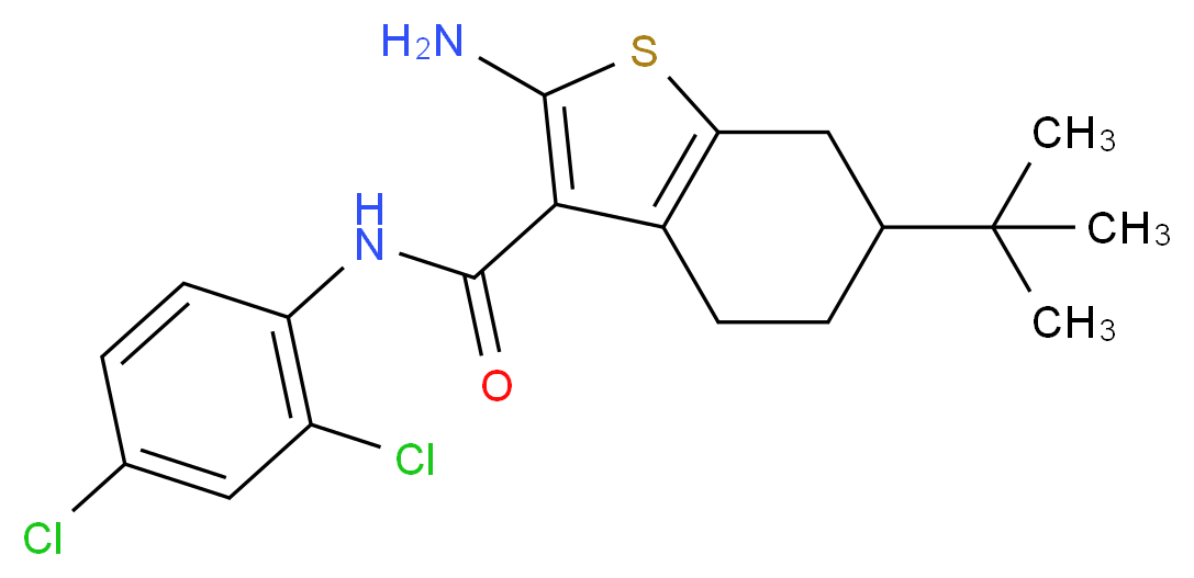 2-Amino-6-tert-butyl-N-(2,4-dichlorophenyl)-4,5,6,7-tetrahydrobenzo[b]thiophene-3-carboxamide_分子结构_CAS_)