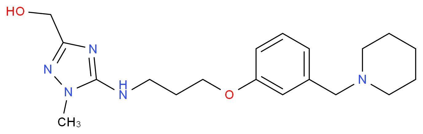 [1-methyl-5-({3-[3-(piperidin-1-ylmethyl)phenoxy]propyl}amino)-1H-1,2,4-triazol-3-yl]methanol_分子结构_CAS_76956-02-0