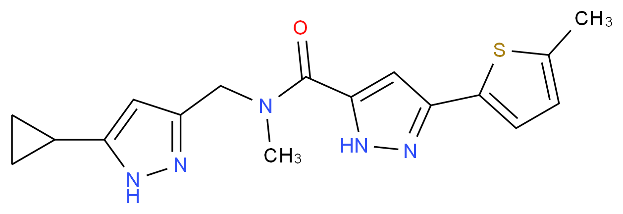 N-[(5-cyclopropyl-1H-pyrazol-3-yl)methyl]-N-methyl-3-(5-methyl-2-thienyl)-1H-pyrazole-5-carboxamide_分子结构_CAS_)
