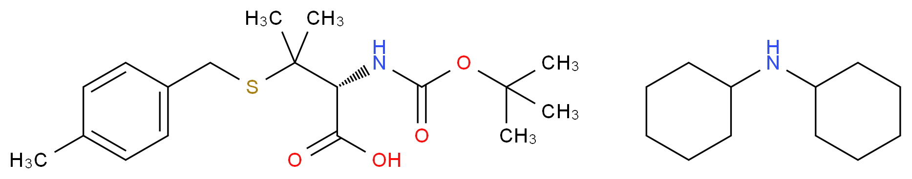 (2R)-2-{[(tert-butoxy)carbonyl]amino}-3-methyl-3-{[(4-methylphenyl)methyl]sulfanyl}butanoic acid; N-cyclohexylcyclohexanamine_分子结构_CAS_198474-61-2