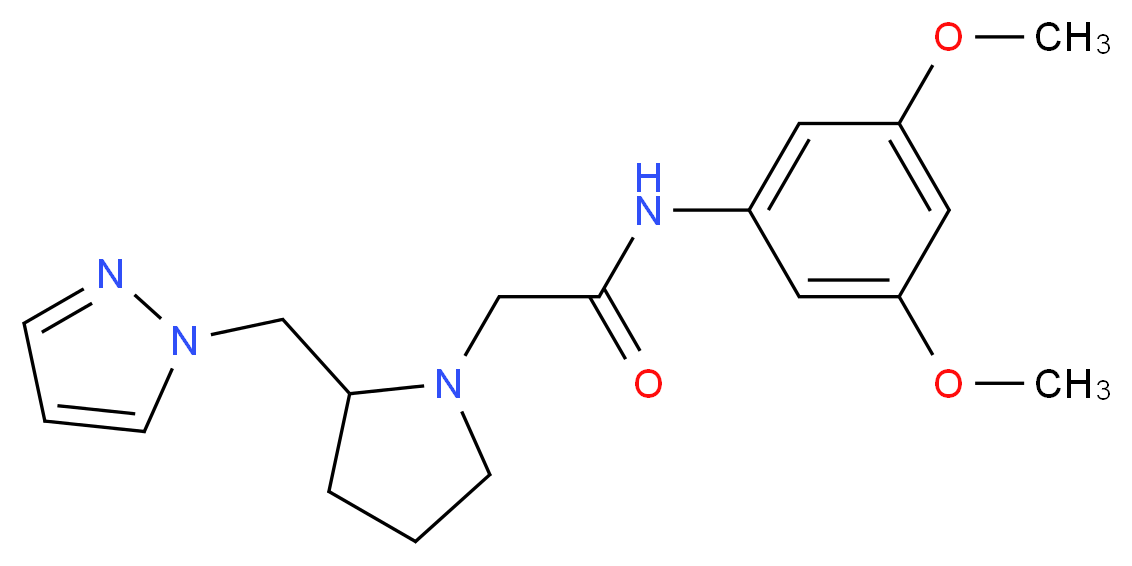 N-(3,5-dimethoxyphenyl)-2-[2-(1H-pyrazol-1-ylmethyl)pyrrolidin-1-yl]acetamide_分子结构_CAS_)