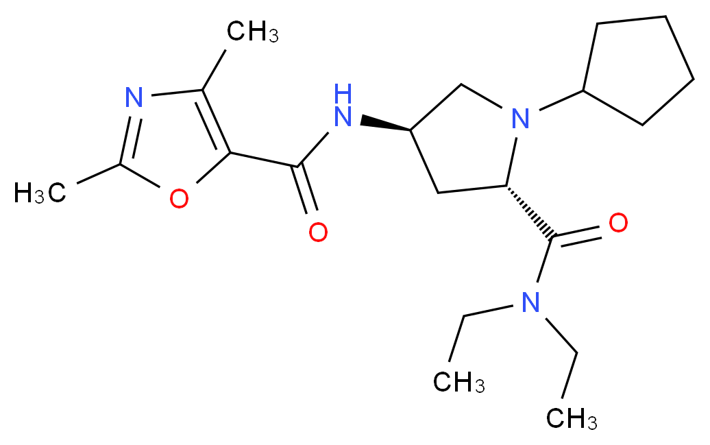 (4R)-1-cyclopentyl-4-{[(2,4-dimethyl-1,3-oxazol-5-yl)carbonyl]amino}-N,N-diethyl-L-prolinamide_分子结构_CAS_)