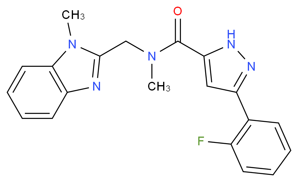 3-(2-fluorophenyl)-N-methyl-N-[(1-methyl-1H-benzimidazol-2-yl)methyl]-1H-pyrazole-5-carboxamide_分子结构_CAS_)