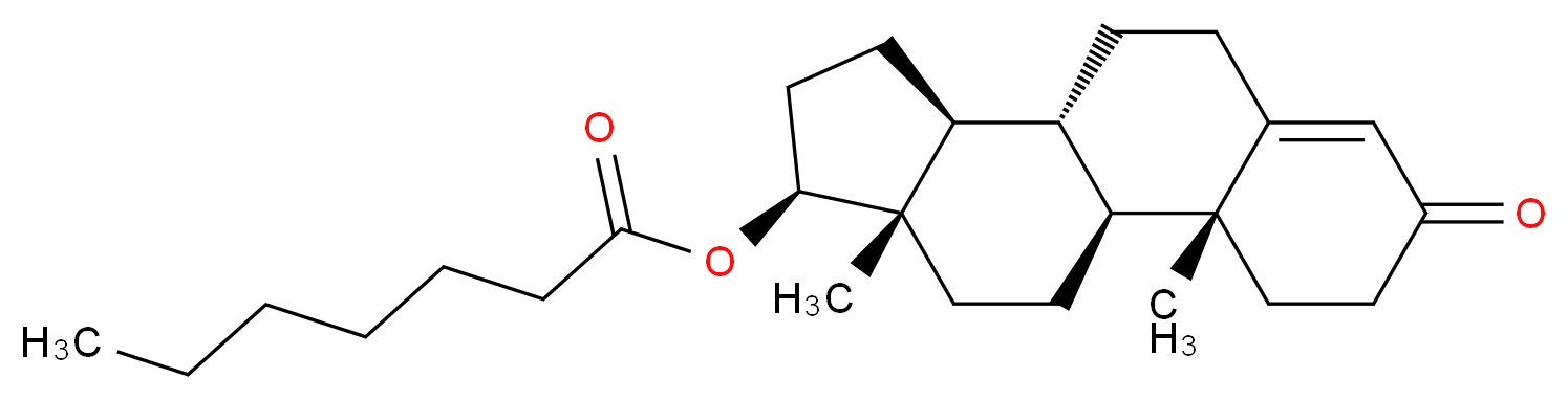 (1S,2R,10R,11S,14S,15S)-2,15-dimethyl-5-oxotetracyclo[8.7.0.0<sup>2</sup>,<sup>7</sup>.0<sup>1</sup><sup>1</sup>,<sup>1</sup><sup>5</sup>]heptadec-6-en-14-yl heptanoate_分子结构_CAS_315-37-7