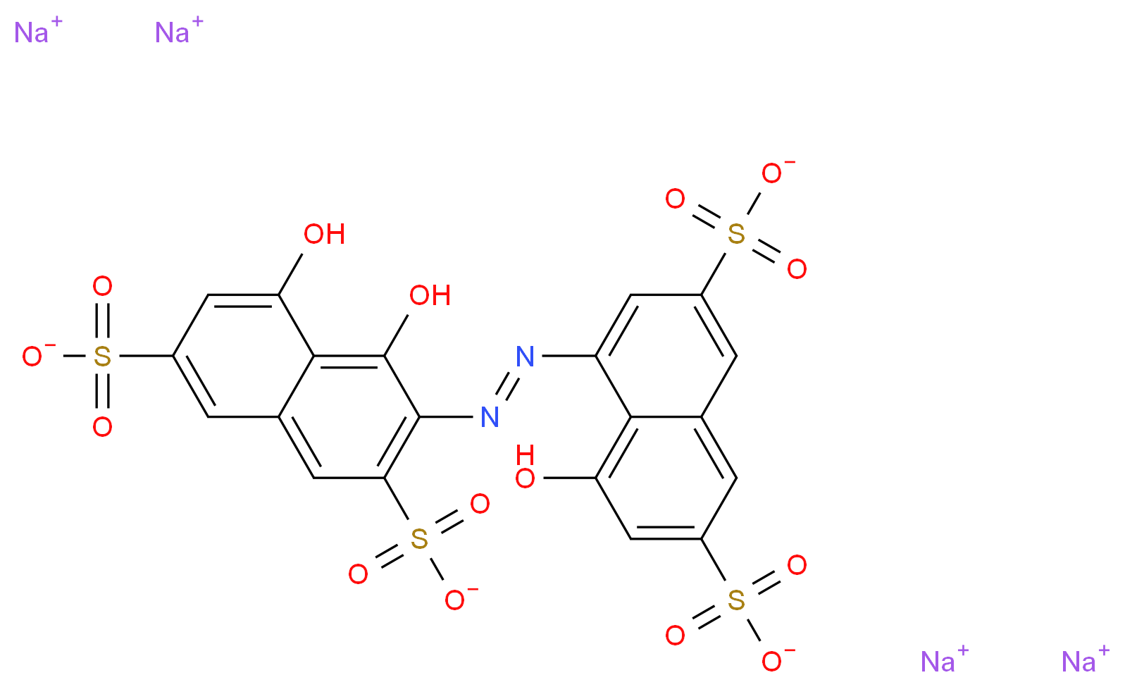 tetrasodium 4,5-dihydroxy-3-[(E)-2-(8-hydroxy-3,6-disulfonatonaphthalen-1-yl)diazen-1-yl]naphthalene-2,7-disulfonate_分子结构_CAS_51550-25-5
