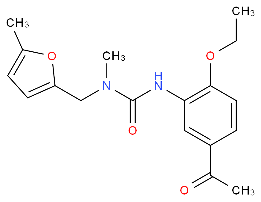 N'-(5-acetyl-2-ethoxyphenyl)-N-methyl-N-[(5-methyl-2-furyl)methyl]urea_分子结构_CAS_)