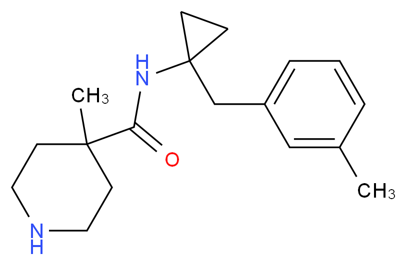 4-methyl-N-[1-(3-methylbenzyl)cyclopropyl]piperidine-4-carboxamide_分子结构_CAS_)