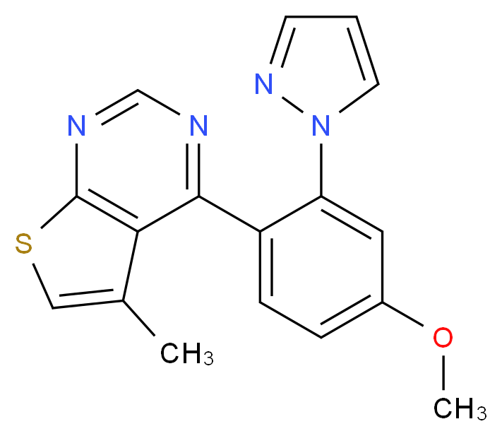 4-[4-methoxy-2-(1H-pyrazol-1-yl)phenyl]-5-methylthieno[2,3-d]pyrimidine_分子结构_CAS_)