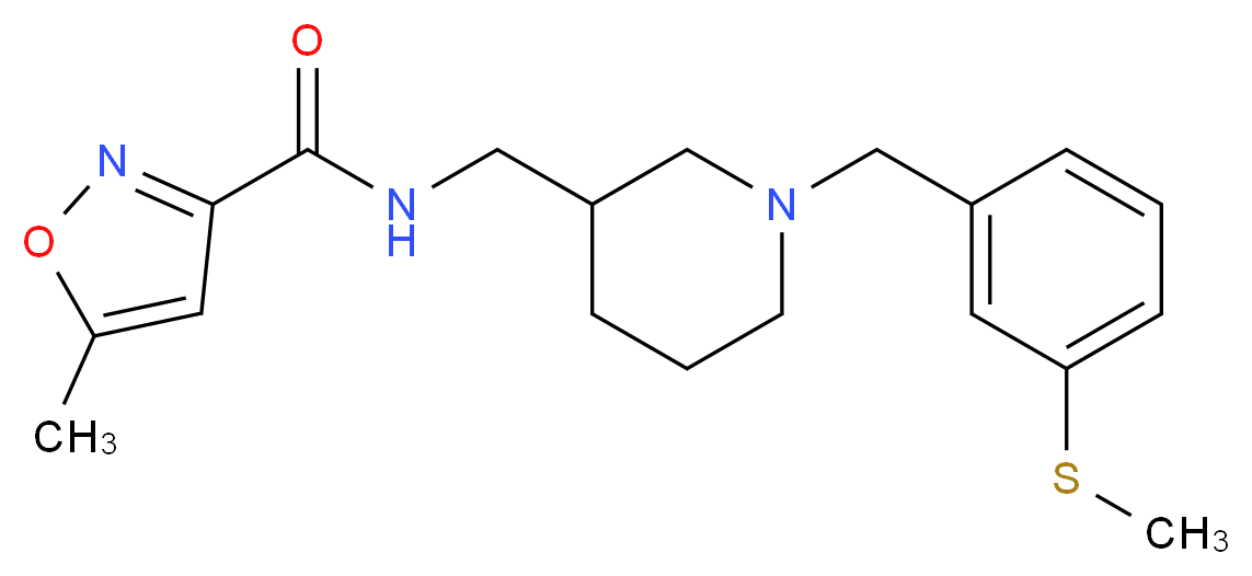 5-methyl-N-({1-[3-(methylthio)benzyl]-3-piperidinyl}methyl)-3-isoxazolecarboxamide_分子结构_CAS_)
