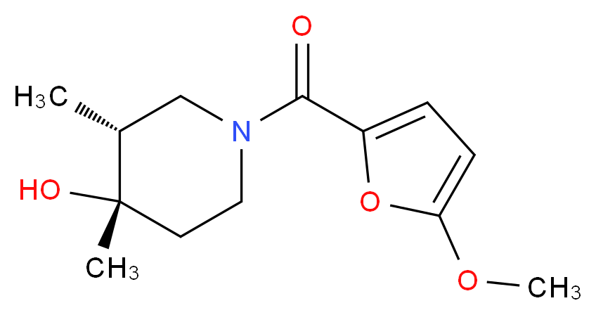 (3R*,4S*)-1-(5-methoxy-2-furoyl)-3,4-dimethylpiperidin-4-ol_分子结构_CAS_)