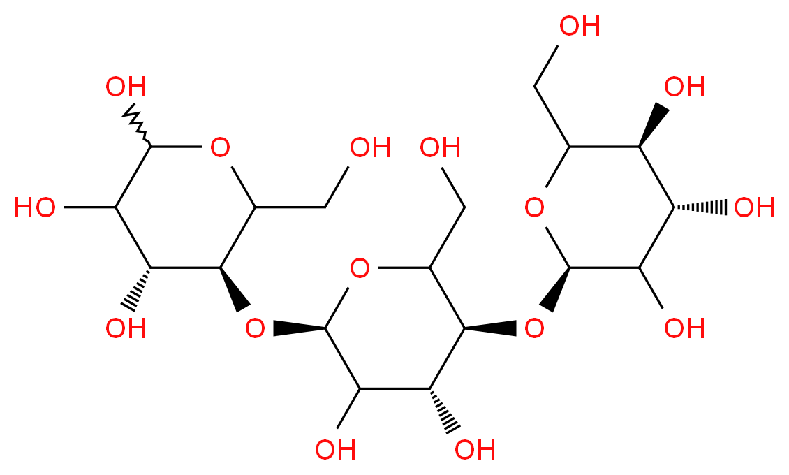 (4R,5S)-5-{[(2R,4R,5S)-3,4-dihydroxy-6-(hydroxymethyl)-5-{[(2R,4S,5S)-3,4,5-trihydroxy-6-(hydroxymethyl)oxan-2-yl]oxy}oxan-2-yl]oxy}-6-(hydroxymethyl)oxane-2,3,4-triol_分子结构_CAS_1109-28-0