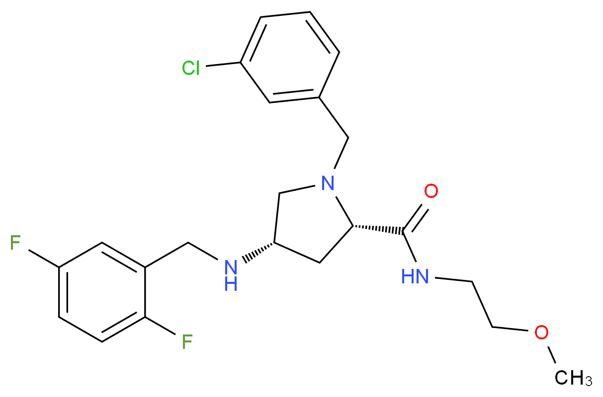 (4S)-1-(3-chlorobenzyl)-4-[(2,5-difluorobenzyl)amino]-N-(2-methoxyethyl)-L-prolinamide_分子结构_CAS_)
