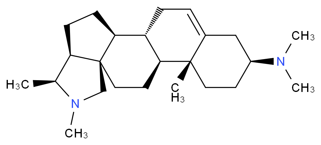 (1R,2S,5S,6S,9R,12S,13R,16S)-N,N,6,7,13-pentamethyl-7-azapentacyclo[10.8.0.0<sup>2</sup>,<sup>9</sup>.0<sup>5</sup>,<sup>9</sup>.0<sup>1</sup><sup>3</sup>,<sup>1</sup><sup>8</sup>]icos-18-en-16-amine_分子结构_CAS_546-06-5