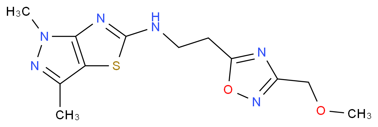 N-{2-[3-(methoxymethyl)-1,2,4-oxadiazol-5-yl]ethyl}-1,3-dimethyl-1H-pyrazolo[3,4-d][1,3]thiazol-5-amine_分子结构_CAS_)