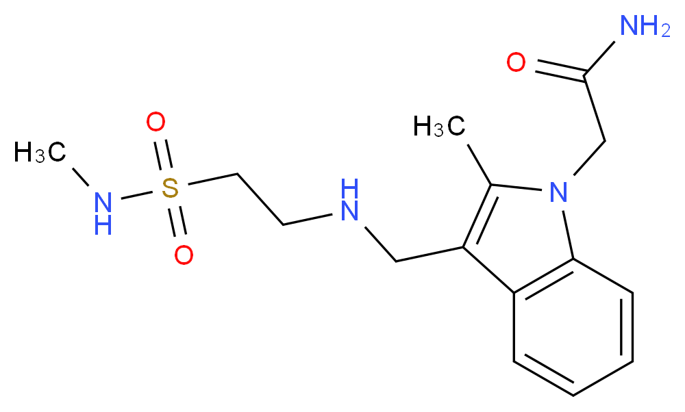 2-{2-methyl-3-[({2-[(methylamino)sulfonyl]ethyl}amino)methyl]-1H-indol-1-yl}acetamide_分子结构_CAS_)