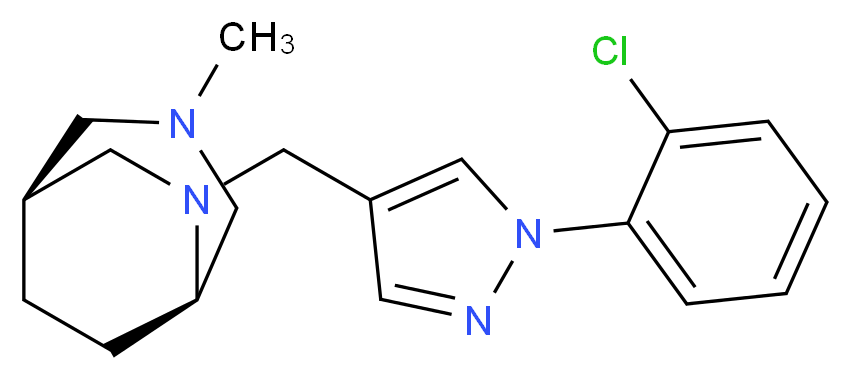 (1S*,5R*)-6-{[1-(2-chlorophenyl)-1H-pyrazol-4-yl]methyl}-3-methyl-3,6-diazabicyclo[3.2.2]nonane_分子结构_CAS_)