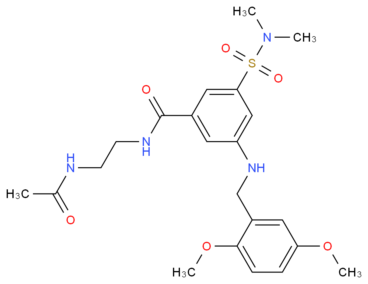 N-[2-(acetylamino)ethyl]-3-[(2,5-dimethoxybenzyl)amino]-5-[(dimethylamino)sulfonyl]benzamide_分子结构_CAS_)