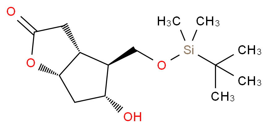(3aR,4S,5R,6aS)-4-(tert-Butyldimethylsilyloxy)methyl-5-hydroxy-hexahydro-2H-cyclopenta[b]furan-2-one_分子结构_CAS_65025-94-7)